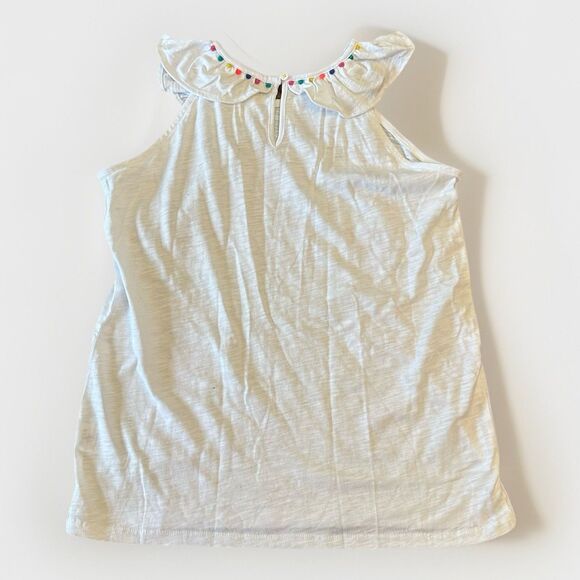 Boden Size 13-14 Years White Sleeveless Top Rainbow Poms Neckline - Picture 2 of 6
